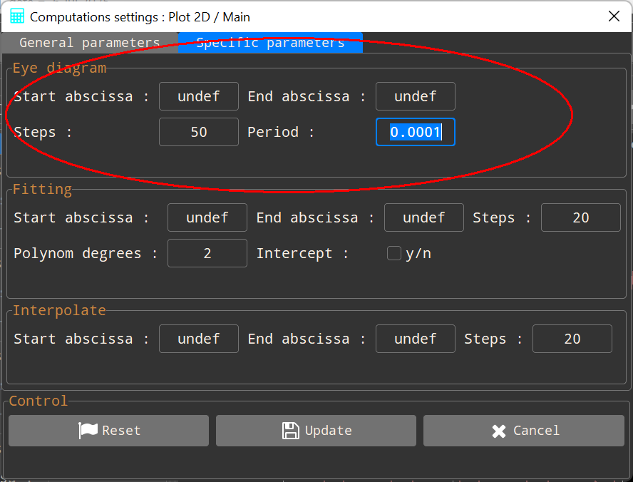 picture shows the parameters available for eye diagram calculations